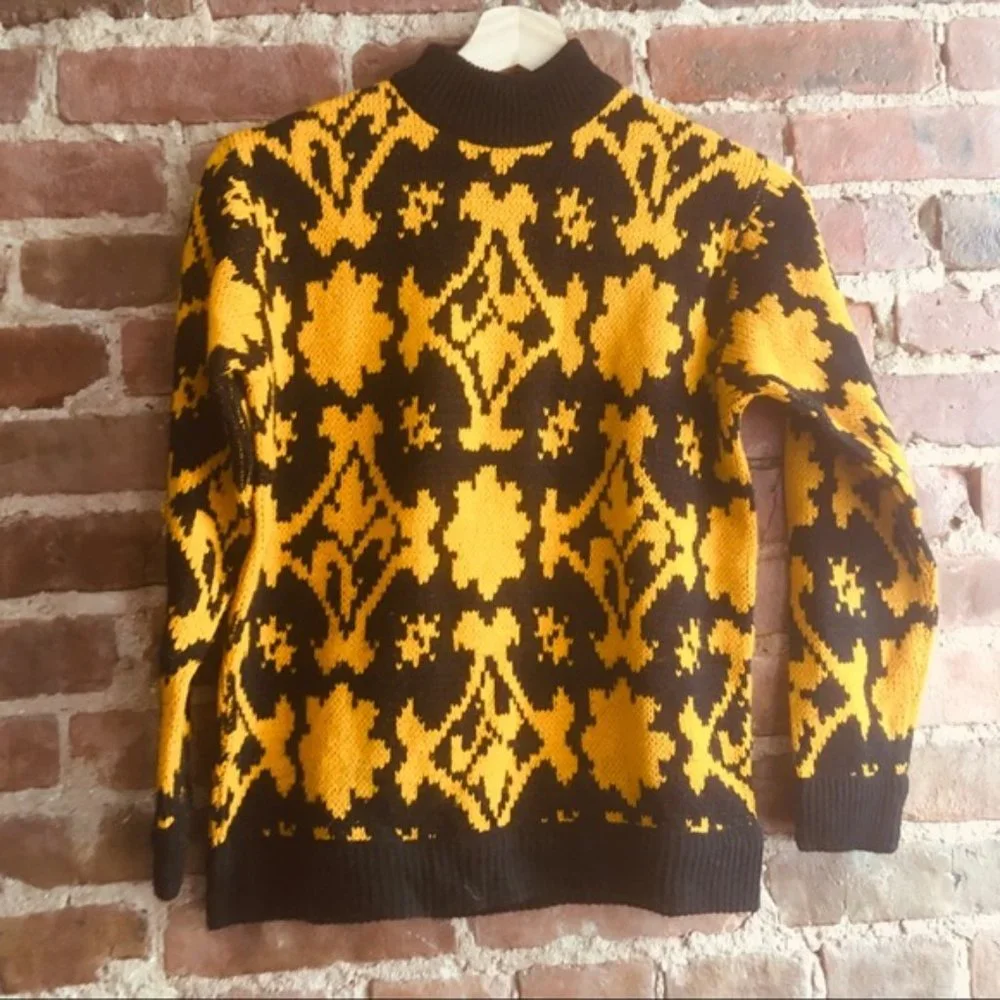 VTG Damask Knit Mockneck Sweater Size 36 - Picture 6 of 6